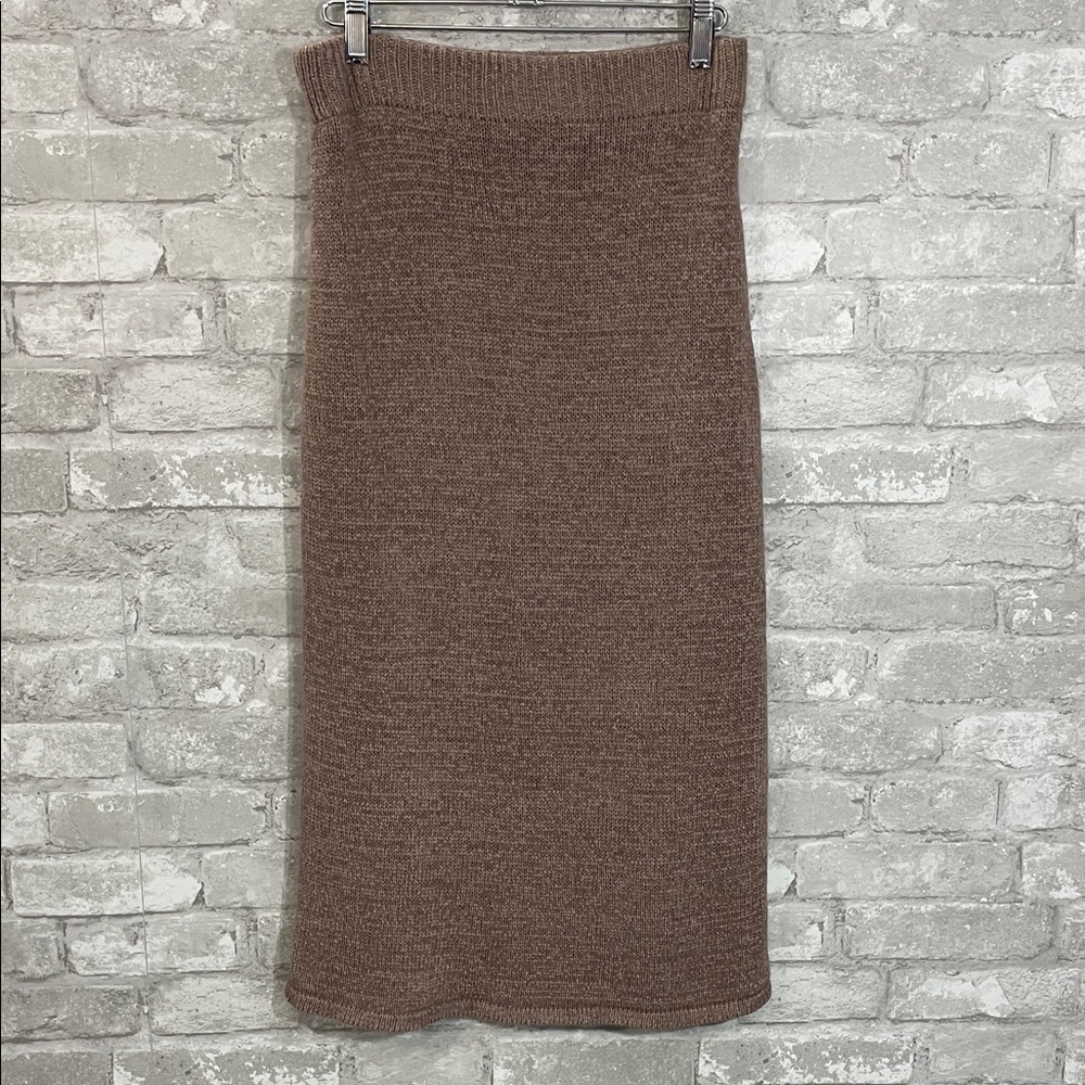Becaal Tan Sweater Knit Pencil Skirt